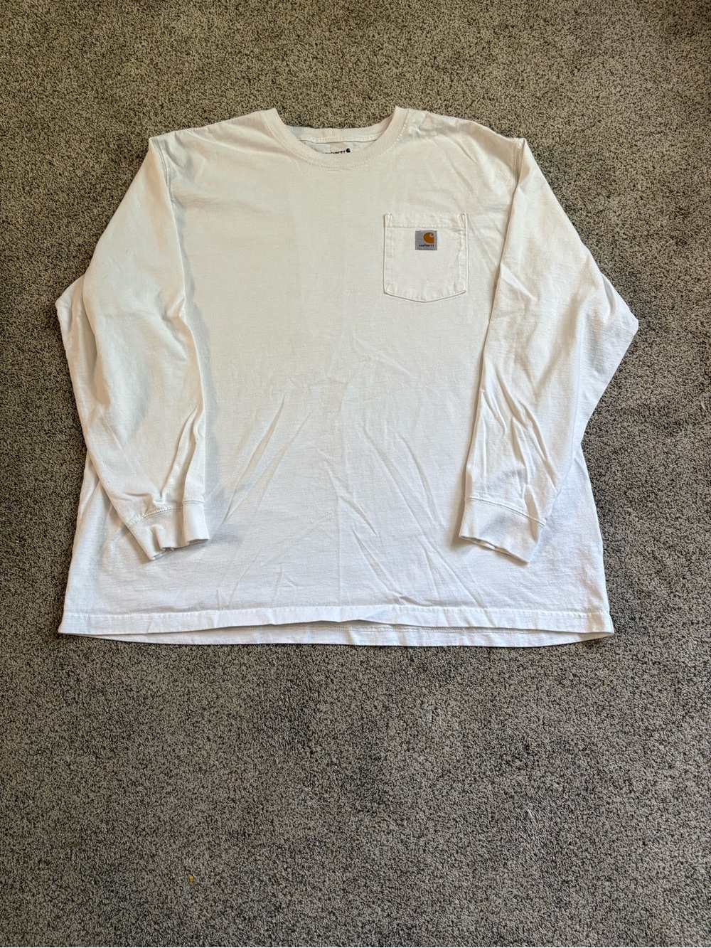 Carhartt White Heavyweight Long Sleeve Pocket T-Shirt Loose Fit Size 2XL